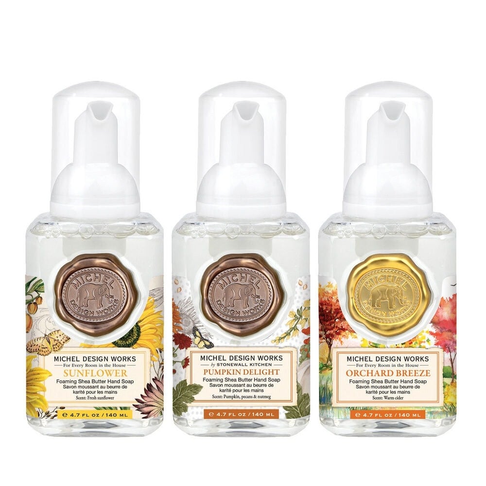 Michel Design Works Mini Foaming Hand Soap Set: Autumn Delights  Sunflower, Pumpkin Delight & Orchard Breeze