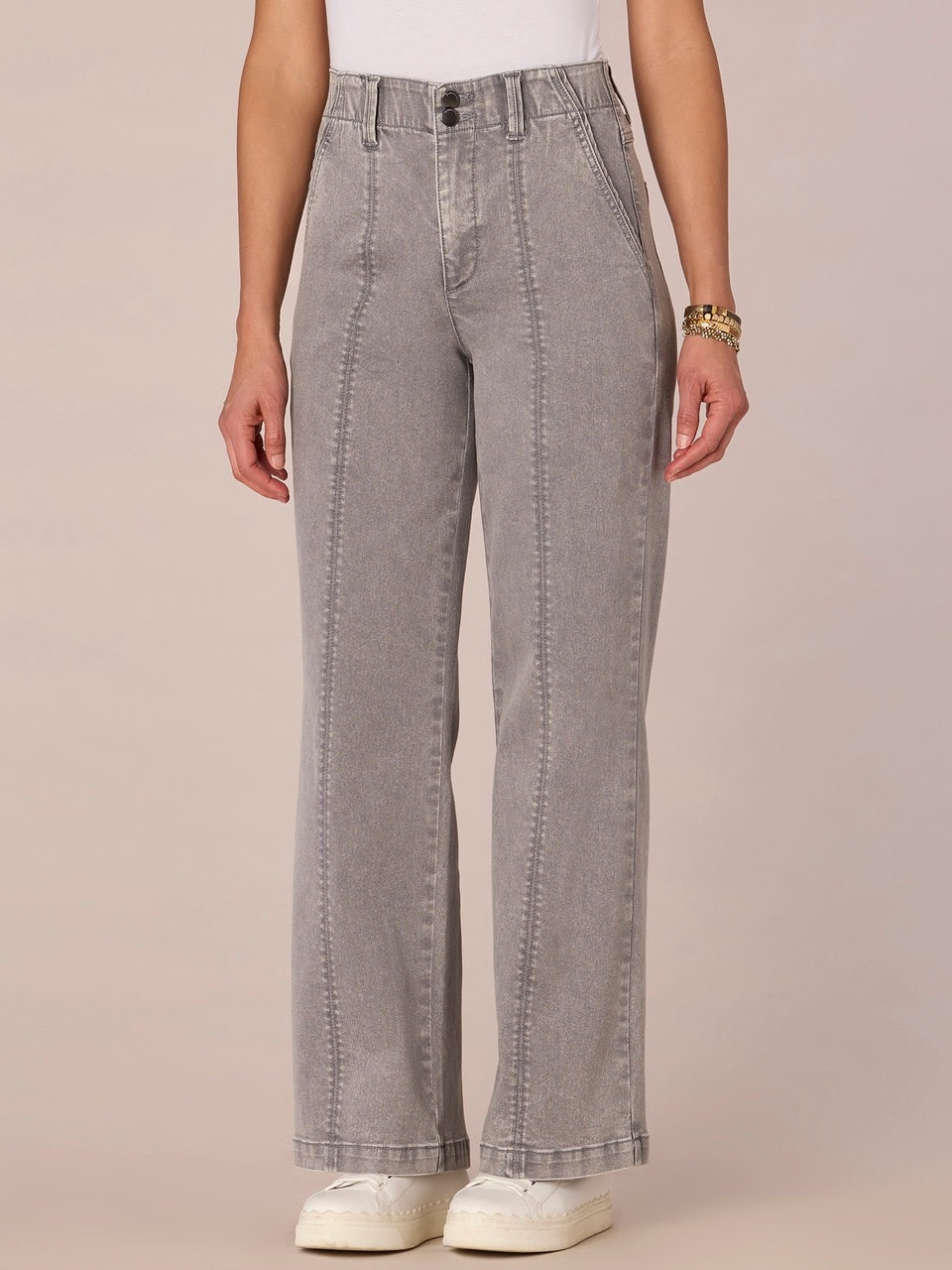 Democracy Light Grey 30/22” “AB” Solution Skyrise Wide Leg W/ Center Front Seams