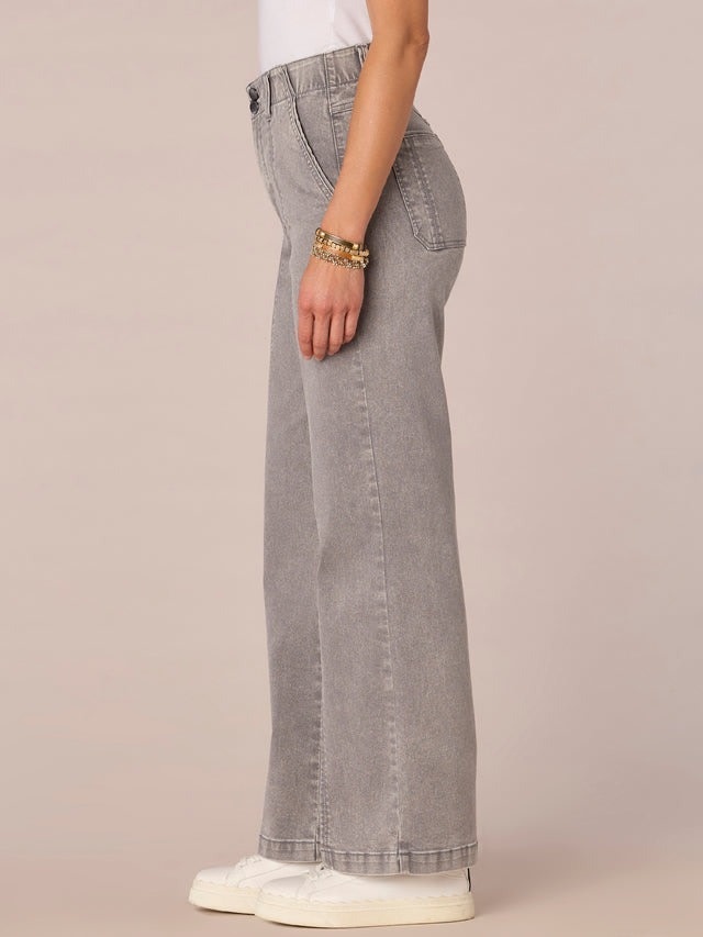 Democracy Light Grey 30/22” “AB” Solution Skyrise Wide Leg W/ Center Front Seams