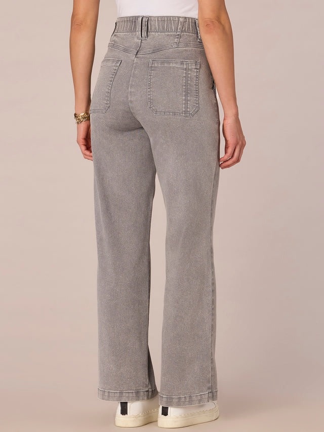 Democracy Light Grey 30/22” “AB” Solution Skyrise Wide Leg W/ Center Front Seams