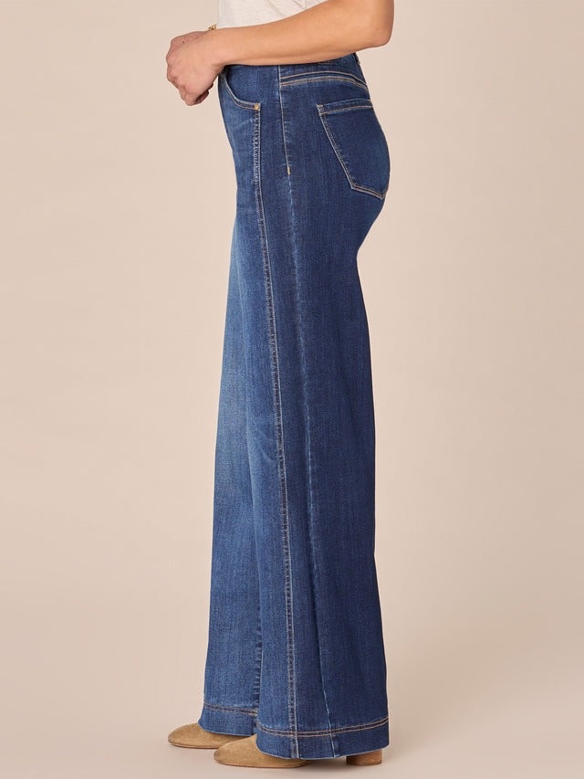 Democracy Blue/Indigo 32/22” “AB” Solution Skyrise Repreve Double Side Seam Wide Leg