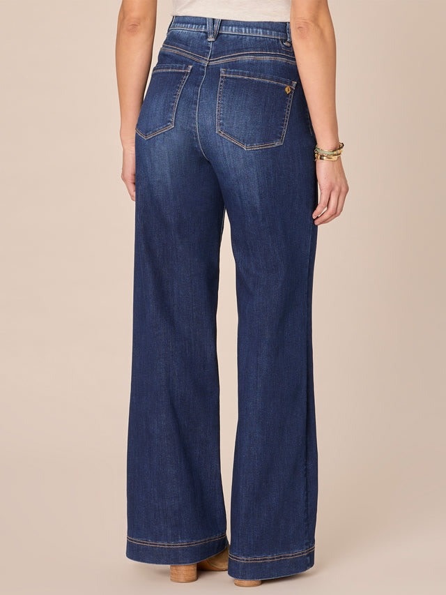 Democracy Blue/Indigo 32/22” “AB” Solution Skyrise Repreve Double Side Seam Wide Leg