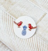 Cardinal Enamel Stud Earrings