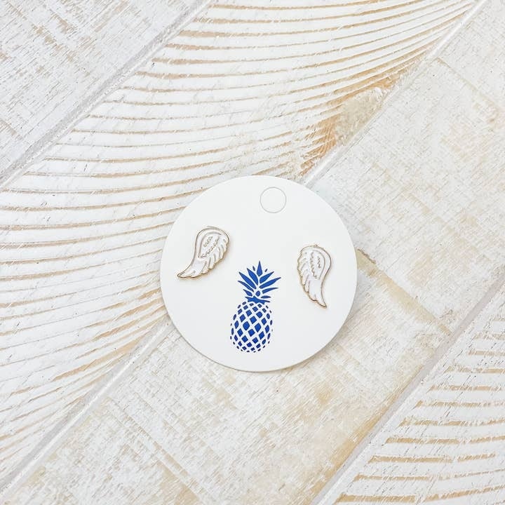Angel Wing Enamel Stud Earrings