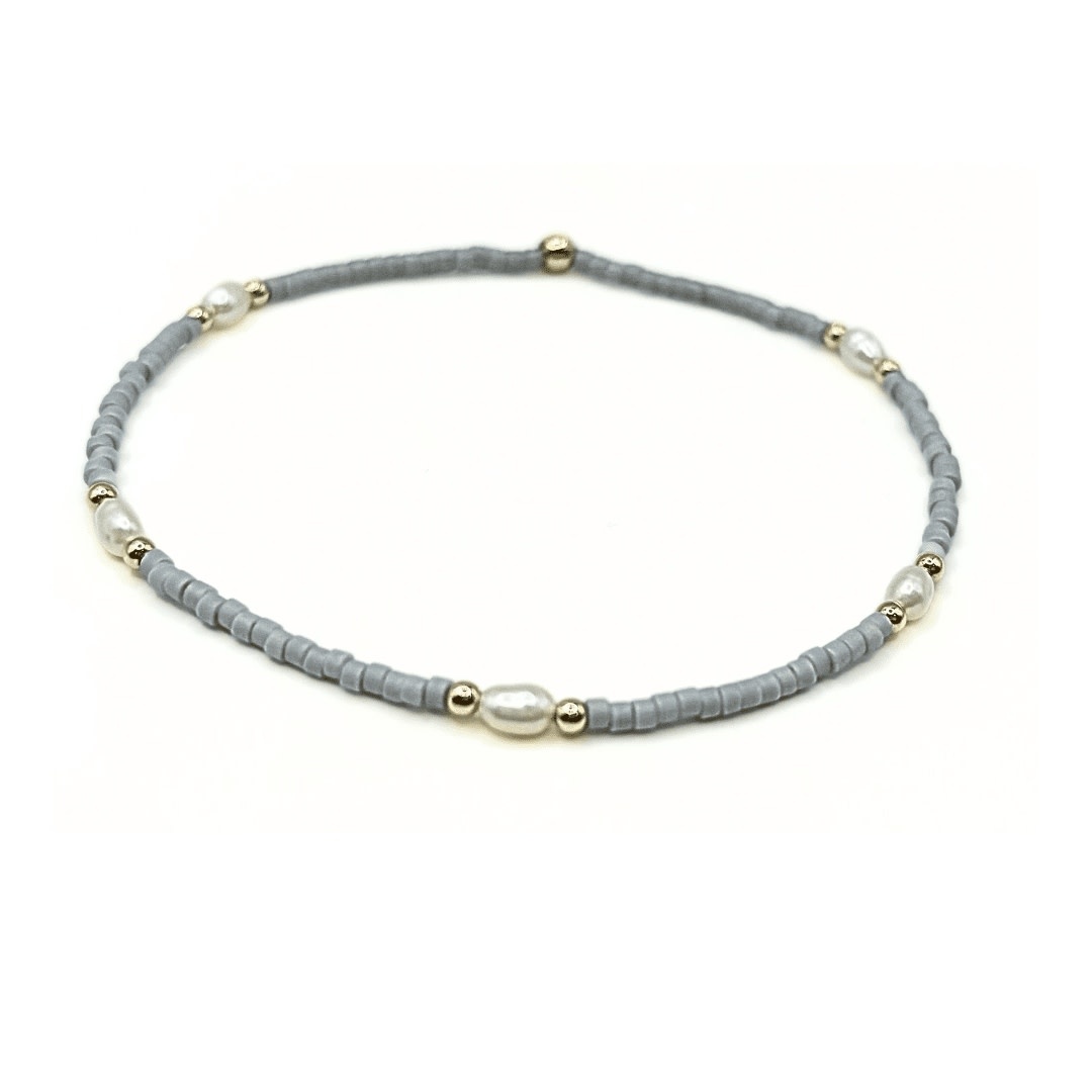Erin Gray Gray Game Day Gold-Filled & Natural Rice Pearls Waterproof Bracelets