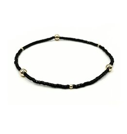 Erin Gray Black Game Day Gold-Filled & Seed Bead Waterproof Bracelet
