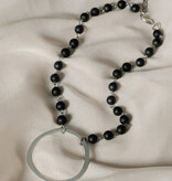 Cobblestone Living Onyx/Silver Selena Circle Beaded Necklace