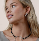 Cobblestone Living Onyx/Silver Selena Circle Beaded Necklace