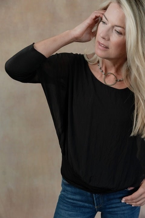 Cobblestone Living Black Cassandra Italian Silk Top