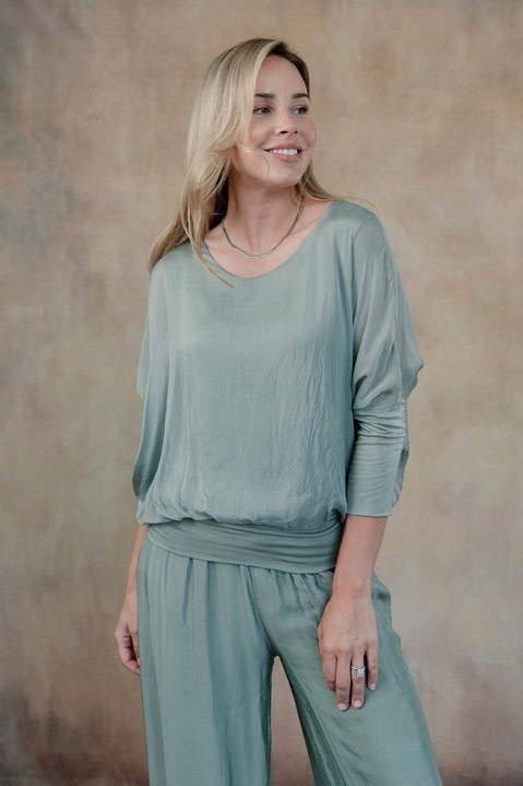 Cobblestone Living Sage Cassandra Italian Silk Top