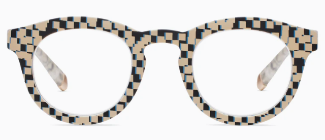 Peepers Black Pixel Check Frame of Mind Blue Light Reading Glasses