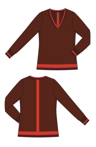Liverpool Los Angeles long slv v neck colorblock sweater