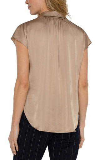 Liverpool Los Angeles dolman slv collared btn front woven blouse