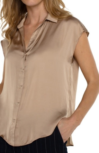 Liverpool Los Angeles dolman slv collared btn front woven blouse