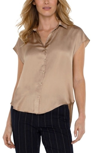 Liverpool Los Angeles dolman slv collared btn front woven blouse
