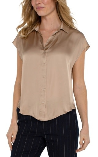 Liverpool Los Angeles dolman slv collared btn front woven blouse