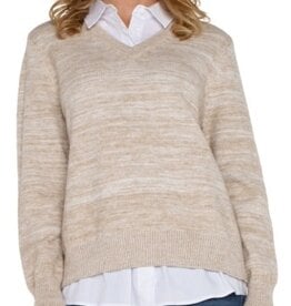 Liverpool Los Angeles long slv twofer collared sweater