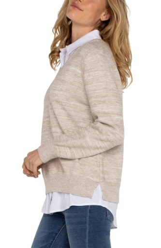 Liverpool Los Angeles long slv twofer collared sweater