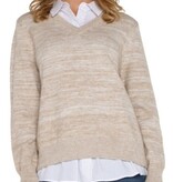 Liverpool Los Angeles long slv twofer collared sweater