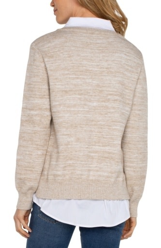 Liverpool Los Angeles long slv twofer collared sweater