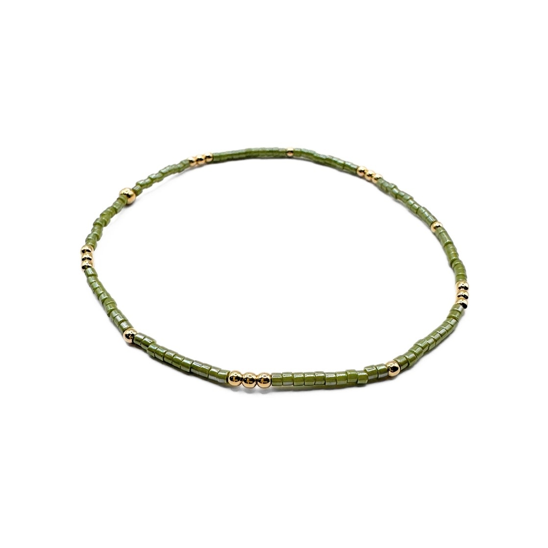 Erin Gray 2mm Newport Evergreen + Gold Filled Waterproof Bracelet
