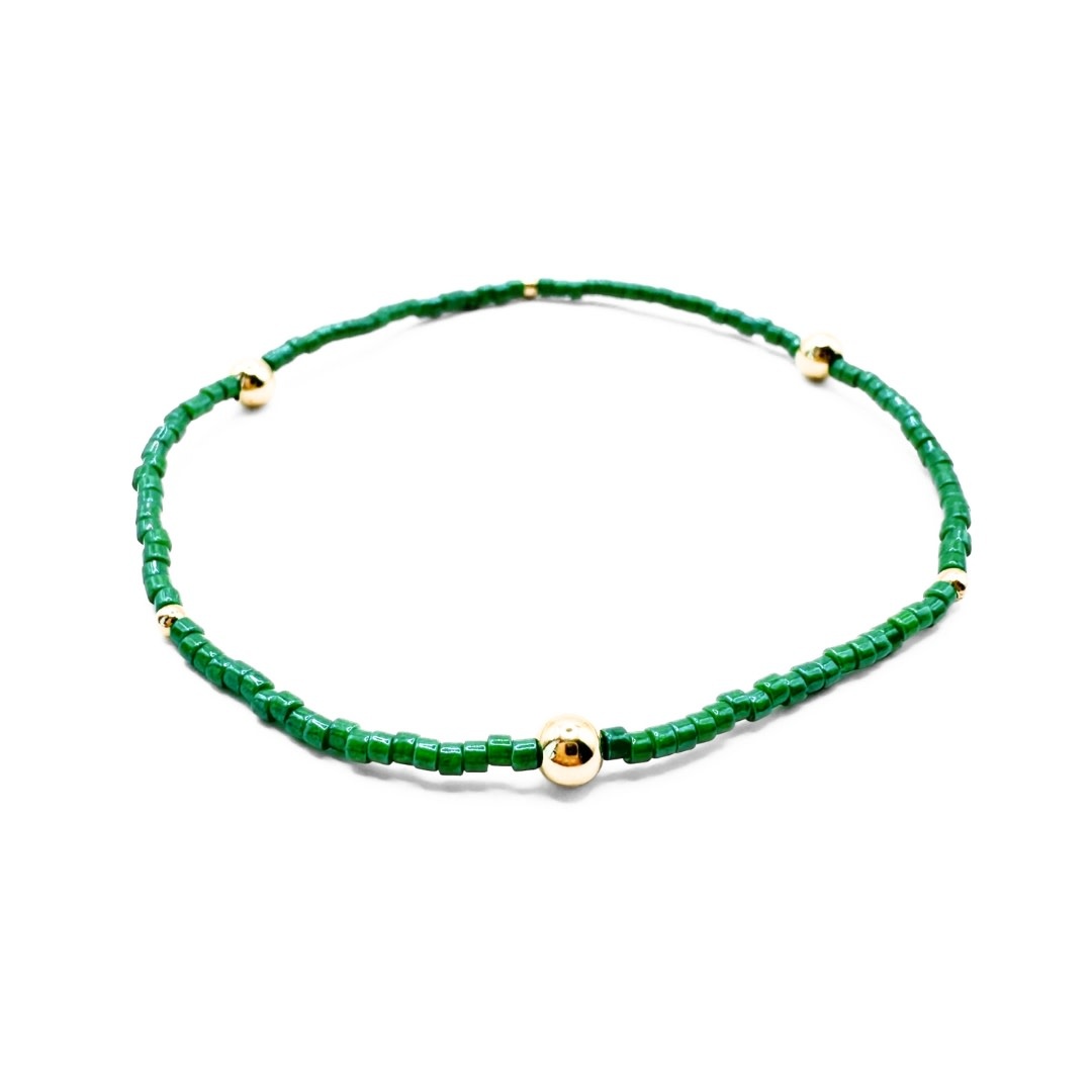 Erin Gray Green Game Day Gold-Filled & Seed Bead Waterproof Bracelet