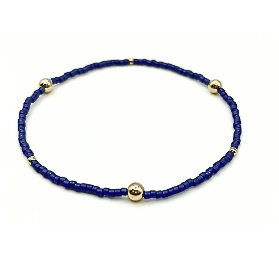 Erin Gray Navy Game Day Gold-Filled & Seed Bead Waterproof Bracelet