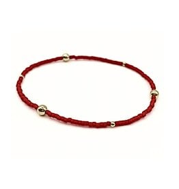 Erin Gray Red Game Day Gold-Filled & Seed Bead Waterproof Bracelet