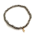 Erin Gray Luxe Cross Bracelet in Metallic Gray