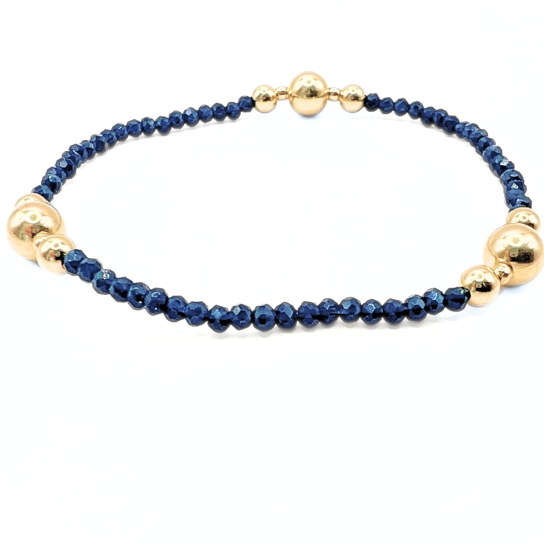 Erin Gray Navy The Nantucket Shimmer Collection 14k Gold- Filled Beaded Bracelets 7"