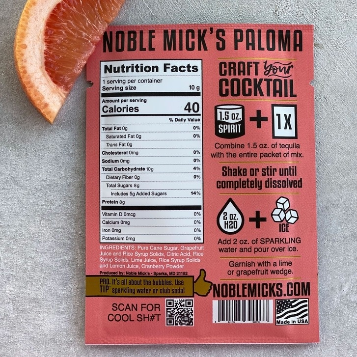 Noble Mick's Paloma Single Serve Craft Cocktail Mix Packet