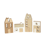 Wood village table piece, box set, natural wood, 12.5 in
