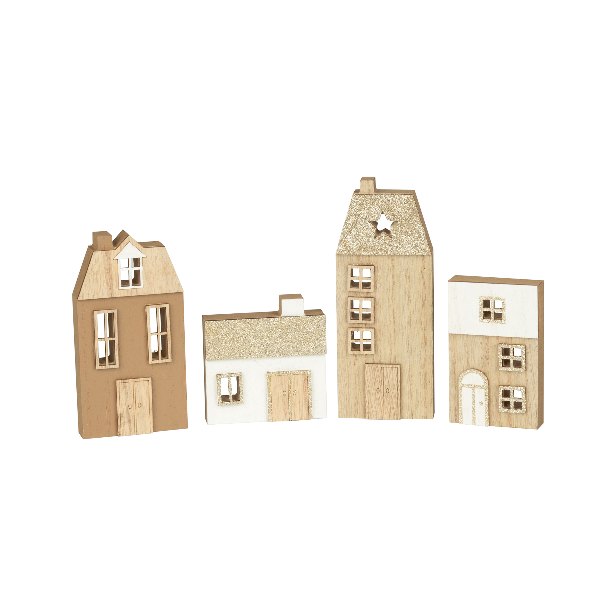 Silver Tree Wood village table piece, box set, natural wood, 12.5 in