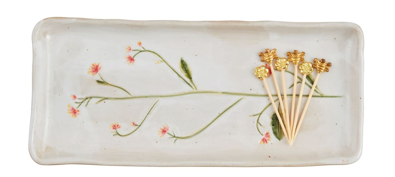 Mudpie Orange Flower Everything Toothpick Tray