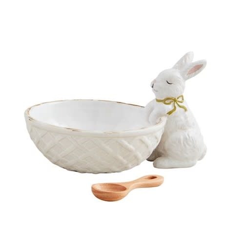 Mudpie White Bunny Candy Dish Set