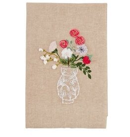 Mudpie Flowers In Vase Embroidery Towel