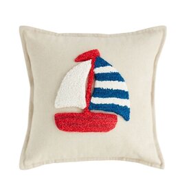 Mudpie Sailboat Lake Tufted Pillow