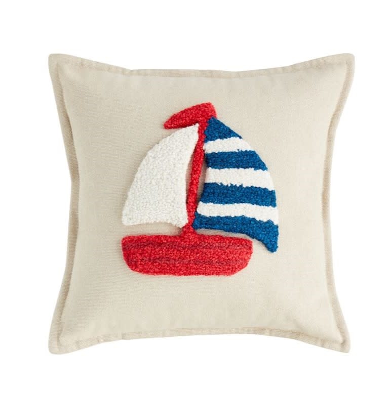Mudpie Sailboat Lake Tufted Pillow