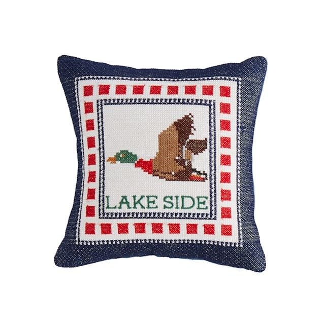 Mudpie Lake Side Mini Needlepoint Pillow