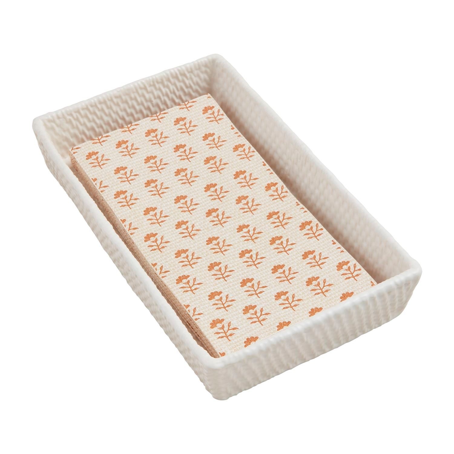 Mudpie Woven Stoneware Guest Towel & Caddy Set