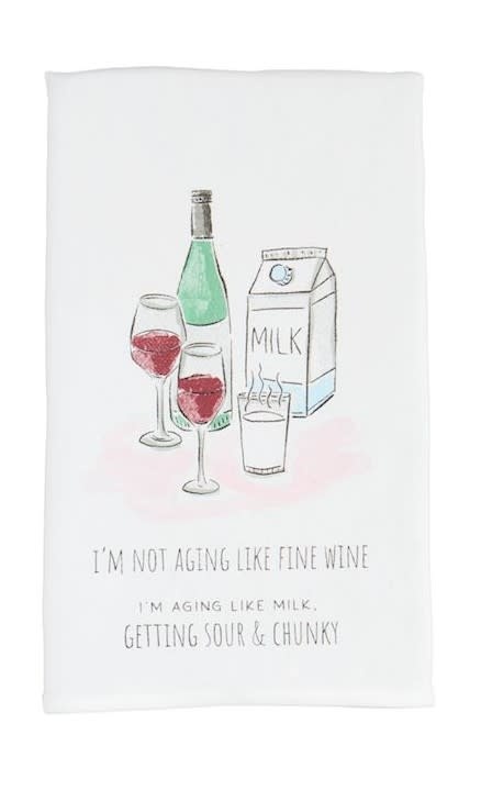 Mudpie Fine Wine Funny Birthday Towel