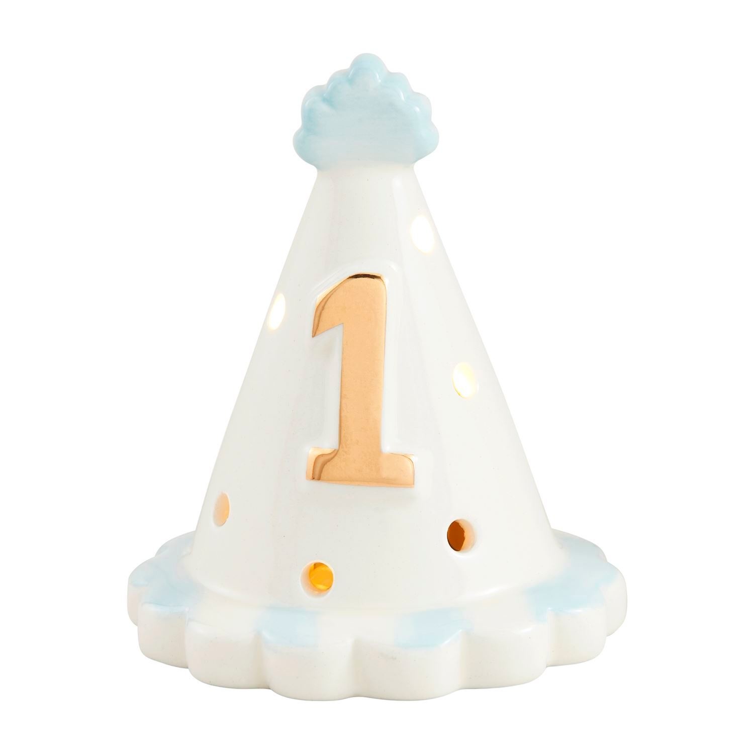 Mudpie Blue Birthday Hat Light-Up Sitter
