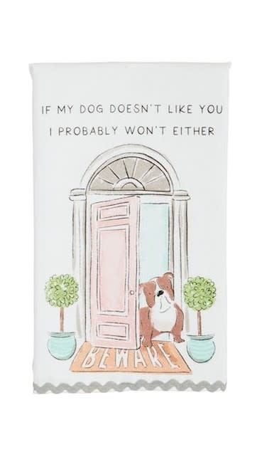 Mudpie Beware Towel Dog Ric-Rac Towel
