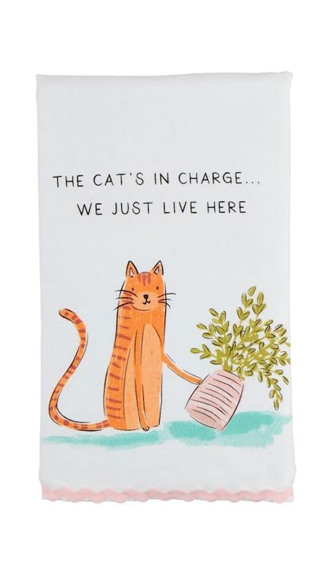 Mudpie Cat's In Charge Ric-Rac Towel
