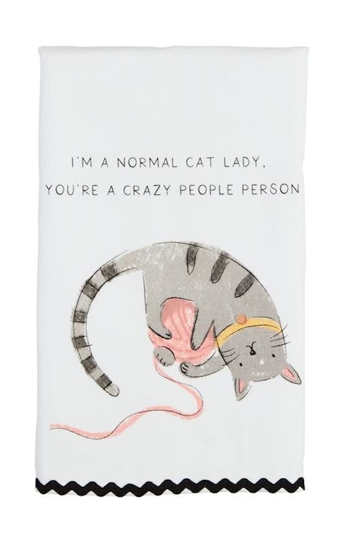 Mudpie Normal Cat Person Ric-Rac Towel