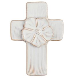 Mudpie Small Ceramic Flower Cross