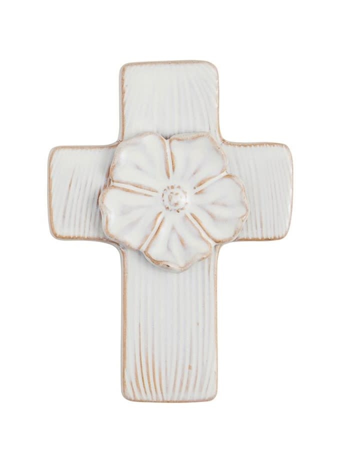 Mudpie Small Ceramic Flower Cross