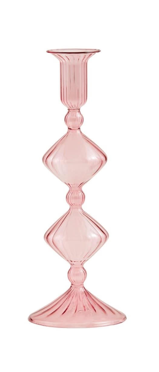 Mudpie Pink Glass Taper Holder
