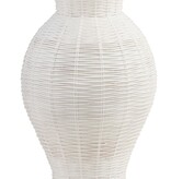 Mudpie Large White Basket Weave Vase
