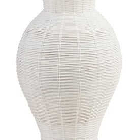 Mudpie Large White Basket Weave Vase